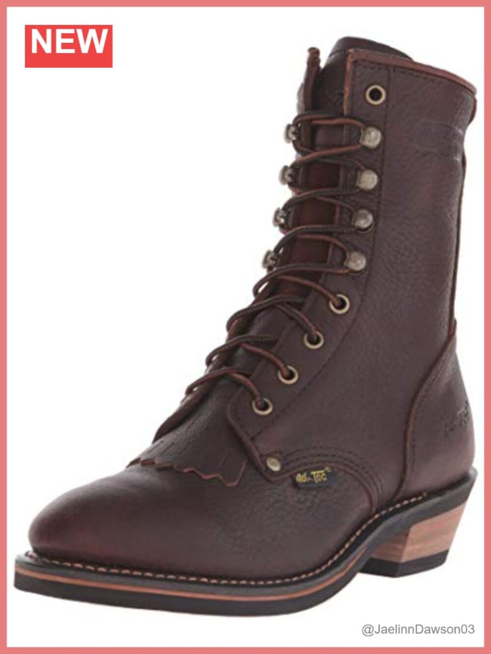 Women's Full Grain Leather Lace Up Packer Boots Mid Calf Work